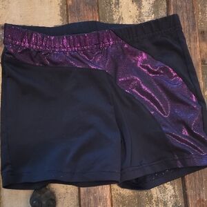 Danskin Now Black Shorts with Shimmering Purple Accents
